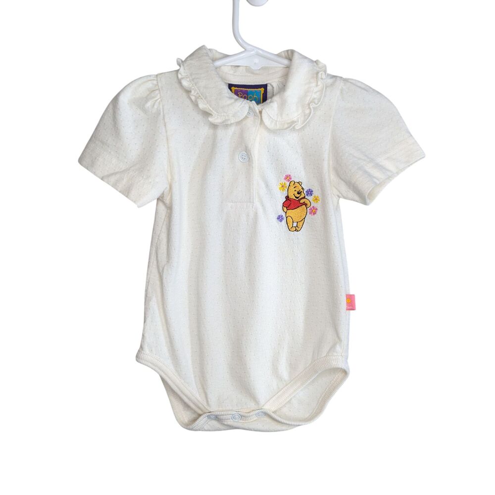 Vintage Y2K Winnie the Pooh 100 Acre Collection Baby Romper Sz 6-9 Mo Embroidery